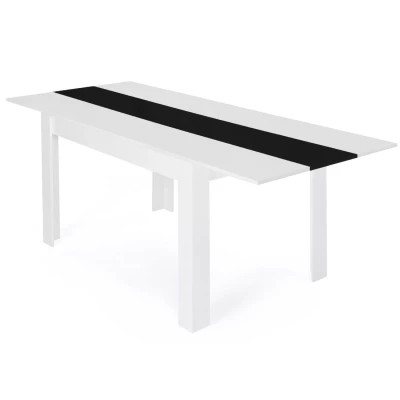 Afbeelding van Table à manger extensible rectangle GEORGIA 6 10 personnes blanche et noire 140 220 x 90 cm