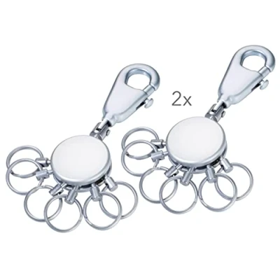Afbeelding van Troika Original Basic Set 2 sleutelhangers patent KYR60/MC TB mat sleutelhanger karabijnhaak 6 afneembare ringen organisatie van sleutels
