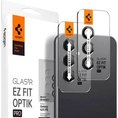 Afbeelding van Spigen GlasTR EZ Fit Optik Pro Camera Lens Protector Geschikt voor Samsung Galaxy S23 FE met Installatieframe Duo Pack Zwart