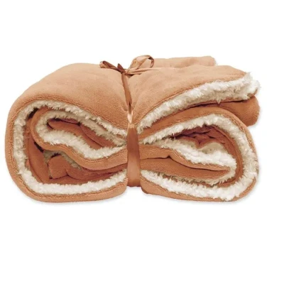 Afbeelding van Unique Living Lars coral fleecesuede plaid 150x200cm sandstone