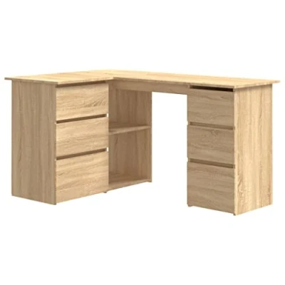 Afbeelding van Hoekbureau 145x100x76 cm bewerkt hout sonoma eikenkleurig