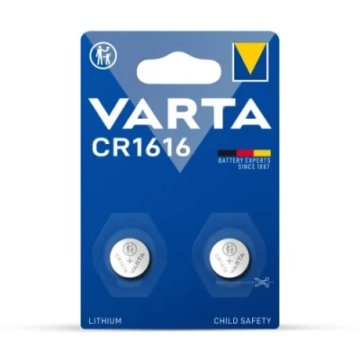 Image de VARTA Lot de 2 piles bouton CR1616 au lithium Coin, 3 V, emballage sécurité enfant, pour petits appareils électroniques, clés voiture, télécommandes, balances