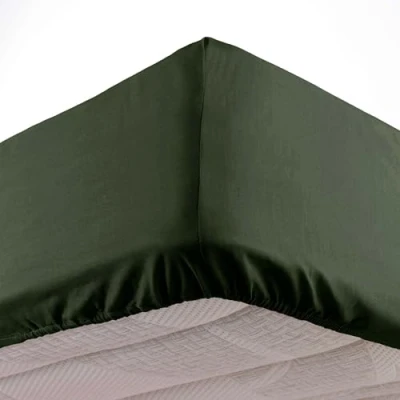 Afbeelding van douceur d&#039;intérieur, Hoeslaken, 90 x 190 cm, Oscar kaki, effen microvezel