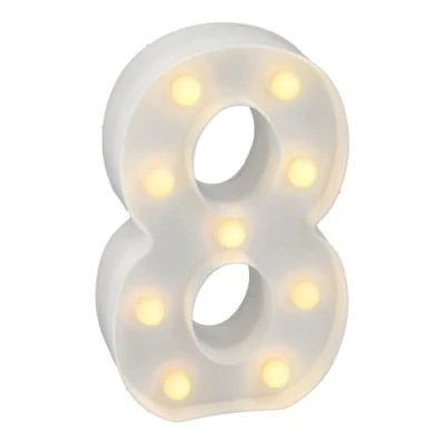 Afbeelding van JANDEI Lichtgevende letters en cijfers, warm licht, decoratie milieu, bedlampjes, vitrines, bruiloften, verjaardagen, feestjes. Werkt op AA batterijen niet inbegrepen (nummer 8)