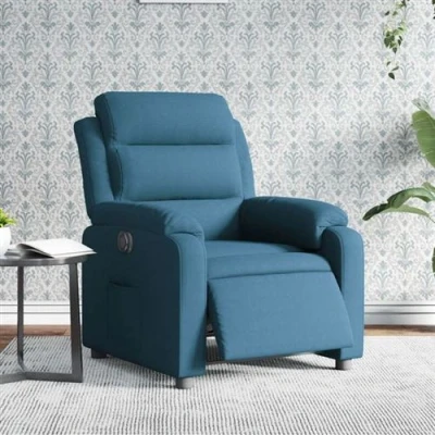 Afbeelding van Fauteuil elektrisch verstelbaar fluweel blauw