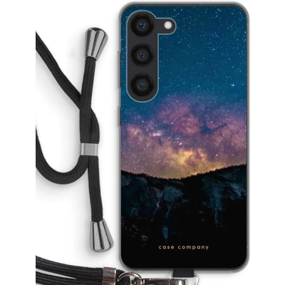 Afbeelding van Case Company® hoesje met Koord geschikt voor Samsung Galaxy S23 Travel to space Telefoonhoesje Zwart Bescherming aan alle Kanten en Over de Schermrand