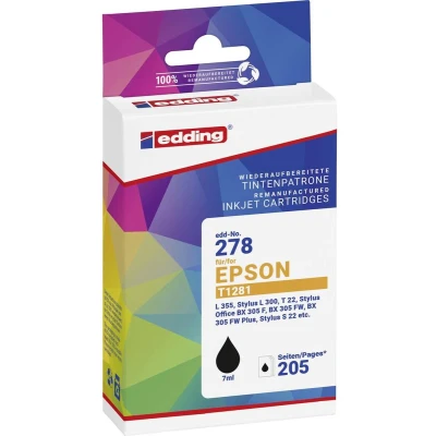 Afbeelding van Edding Inktcartridge vervangt Epson T1281 Compatibel Zwart EDD 278 18 01