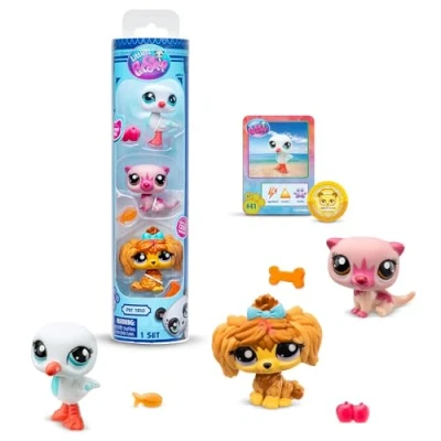 Afbeelding van Littlest Pet Shop Bandai BF00617 Country Pets Set van 3 huisdieren, accessoires, verzamelkaart en virtuele code, generatie 7, huisdieren #43#118#111, kinderen vanaf 4 jaar