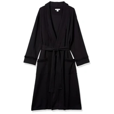 Image de Amazon Essentials Robe de Chambre Gaufrée Légère (grandes tailles disponibles) Men&#039;s, Noir, M L