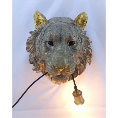 Afbeelding van Kare Dieren Tijgerkop wandlamp met stekker