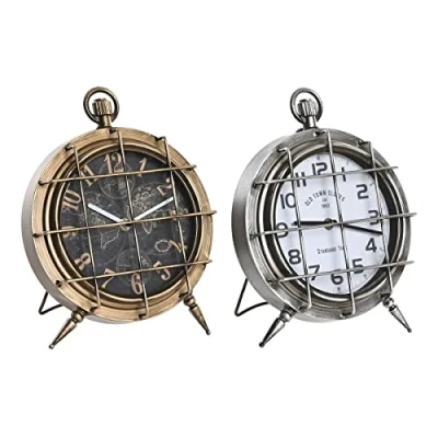 Afbeelding van Bordsklocka DKD Home Decor Wereldkaart Kristal Ziverachtig Zwart Gouden Wit Ijzer (22 x 17 29 c...
