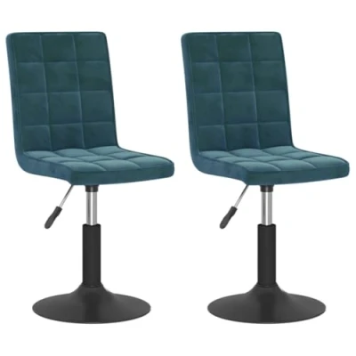 Afbeelding van vidaXL Eetkamerstoelen draaibaar 2 st fluweel blauw