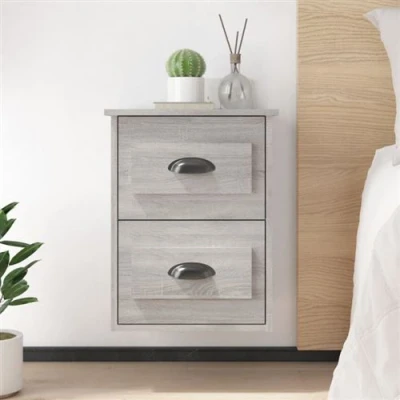 Afbeelding van Nachtkastjes 2 st wandgemonteerd 41,5x36x53 cm grijs sonoma