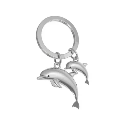 Afbeelding van Metalmorphose sleutelhanger moeder en baby dolfijn Grijs / Metaal
