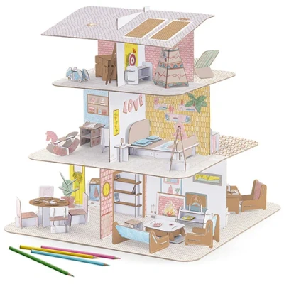 Afbeelding van Djeco 3D kleurplaat poppenhuis