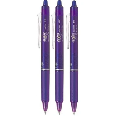 Afbeelding van Pilot Frixion Clicker BLRT FR7 balpen, uitwisbaar, 0,7 mm punt, 0,35 mm, lila, 3 stuks