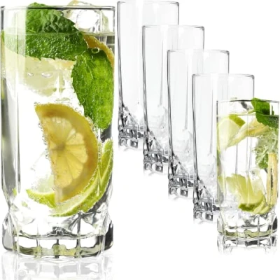 Afbeelding van KADAX Drinkglazen, set van 6 waterglazen, sapglazen glas, glazen voor water, drank, sap, feest, tuin, universele glazen, cocktailglazen, drankkenglazen, modern design (325 ml, hoog)