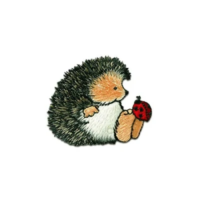 Afbeelding van Patch Margaret Sherry egel met dierlijke kever voor kinderen grijs 4,6 x 5,5 cm geborduurde patches om op te strijken