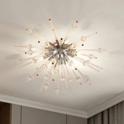 Afbeelding van Lucande plafondlamp design 6lichts ijzer, glas H: 29 cm G9 chroom, helder