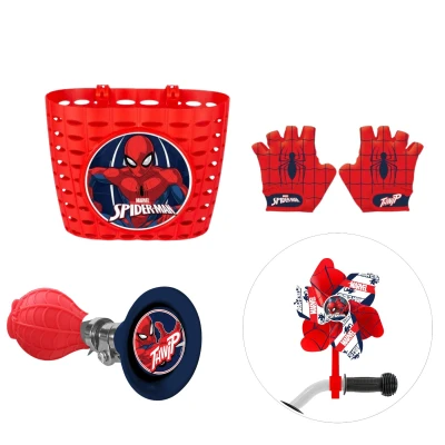 Afbeelding van Spiderman Fiets accessoires ; Mand, Hoorn, Molen en Handschoentjes 8721122786543