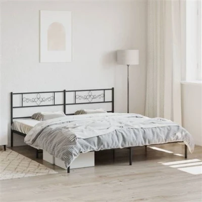 Afbeelding van vidaXL Bedframe met hoofdbord metaal zwart 200x200 cm