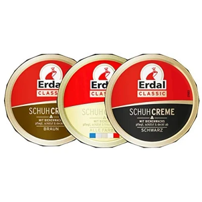 Afbeelding van Erdal Set van 3 klassieke schoencrèmes in de kleuren: zwart, alle kleuren, bruin, x 75 ml, eenheidsmaat, bruin