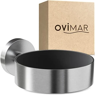Afbeelding van ovimar Ronne haardrogerhouder roestvrij staal zilver met wandmontage voor boren haardrogervulling föhnhouder in de badkamer perfecte badkameraccessoires
