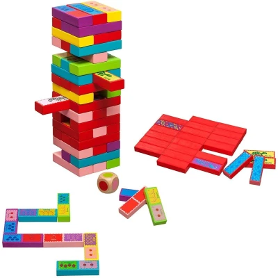 Afbeelding van 3 in 1: Vallende Toren (Jenga) Domino Memo (EN/FR/DE)