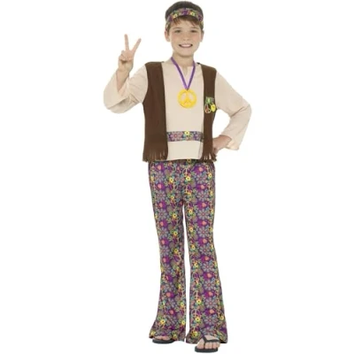 Afbeelding van SMIFFYS Hippie peace kostuum voor jongens 146/158 (10 12 jaar)