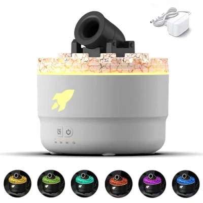 Afbeelding van Cannon USB aromadiffuser met led kanonnen, luchtbevochtiger, voor etherische oliën, set 7 kleuren, ledlicht, 3 timers, 280 ml (wit)