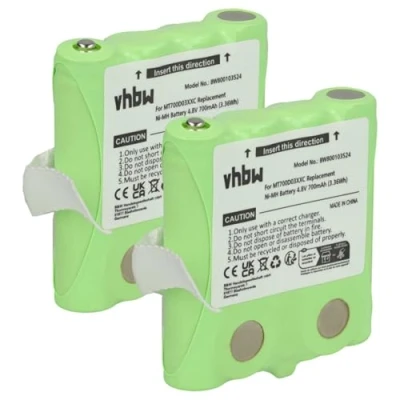 Afbeelding van vhbw 2 stuks Ni MH 700mAh (4,8V) batterijen voor DeTeWe Outdoor PMR 8000, Simvalley PX 1755, 1761. Vervangt: MT700D03XXC.
