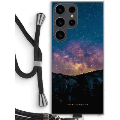 Afbeelding van Case Company® hoesje met Koord geschikt voor Samsung Galaxy S23 Ultra Travel to space Telefoonhoesje Zwart Bescherming aan alle Kanten en Over de Schermrand