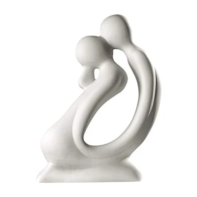 Afbeelding van Gilde Handwerk De Kus Sculptuur Beeld Keramiek Wit 42 cm
