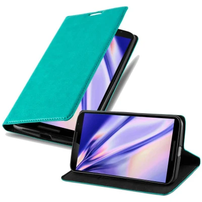 Afbeelding van Cadorabo Hoesje geschikt voor Motorola Google NEXUS 6 in BENZINE TURKOOIS Beschermhoes met magnetische sluiting, standfunctie en kaartvakje Book Case Cover Etui