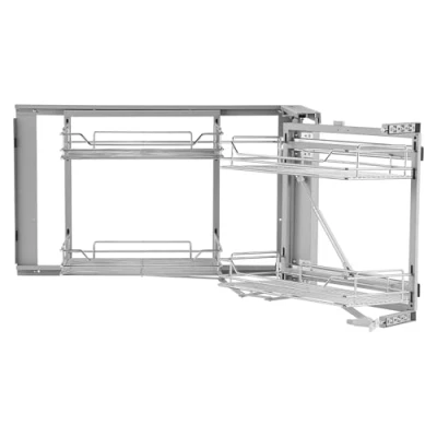 Image de VEVOR Organisateur d&#039;Angle Coulissant 2 Niveaux 4 Étagères pour Placard Cuisine