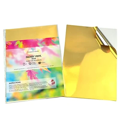 Afbeelding van Evergreen Goods™ 10 vellen vinyl stickers goud glanzend inkjet en laserbedrukbaar maak zelfklevende thuis afdrukken, maken, productetiketten A4 formaat