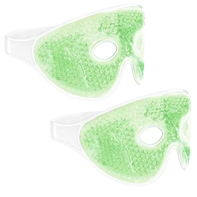 Afbeelding van Navaris set van 2 oogmaskers Herbruikbare gelmaskers voor koud of warm gebruik Verwarmend verkoelend de ogen Hot cold oogmasker in groen