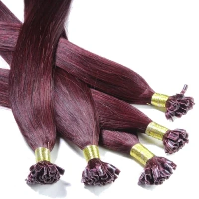 Afbeelding van Hair2Heart U vormige lokken, voorgelijmd, 25 x 0,5 g, 61 cm, kleur #99J, donker mahoniebruin, stijl