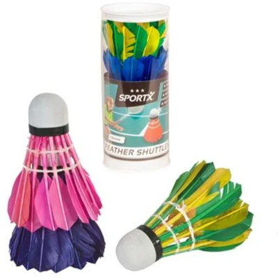 Afbeelding van SportX Shuttle Veren Gekleurd in Koker 3 stuks