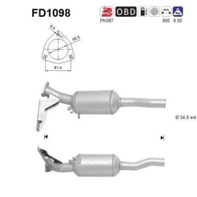 Afbeelding van AS FD1098 Roetfilter Euro 5 Cordieriet AUDI: A6 C6 Avant, Saloon