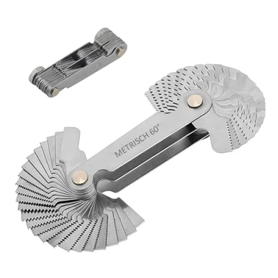 Afbeelding van 1 x draadmeter, metrisch meetinstrument, precisiemeter, roestvrijstalen scrollgreep, metrische draadmeter 60 graden, imperiaal 55 graden