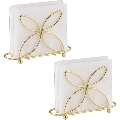 Afbeelding van Servethouder RVS voor Tafel Metalen Serviette Houder Servet Organizer Stand Set van 2, Goud