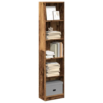 Afbeelding van Boekenkast 40x24x176 cm bewerkt hout oud houtkleurig