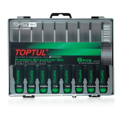 Afbeelding van TOPTUL GAAW0803 Schroevendraaierset 1,5, 2, 3, PH0, PH00, PH000, T15, T20 Kunststof cassette