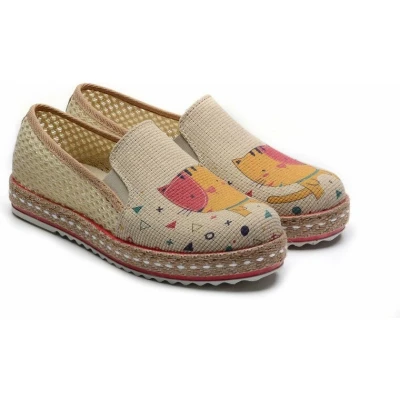Afbeelding van GOBY Cats Ballerinas Sneakers Hoge kwaliteit Handmade Meisjesprint Maat 38
