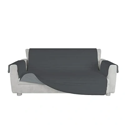 Afbeelding van Italian Bed Linen TRENDY Bankovertrek, tweekleurig, microvezel, lichtgrijs/donkergrijs, 3 zits
