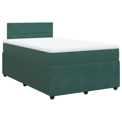 Image de vidaXL Sommier à lattes de lit et matelas Vert foncé 120x200cm Velours