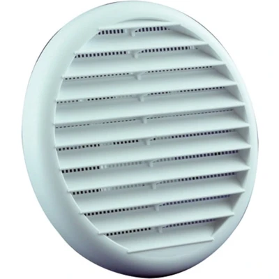 Afbeelding van Nedco schoepenrooster 125mm rond inclusief gaas en klemmen kunststof wit
