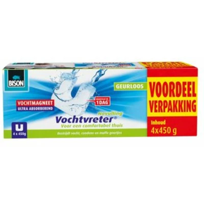 Afbeelding van Vochtvreter navulling Bison Magneet (Neutraal, 450 gram, 4 stuks)