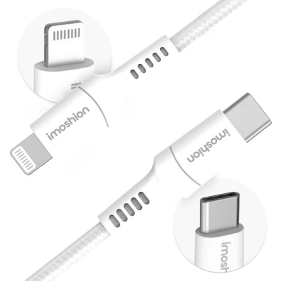 Afbeelding van iMoshion Kabel geschikt voor Lightning naar USB C 1.5 meter Oplaadkabel iPhone 11/12/13/14 Stevig gevlochten materiaal Wit